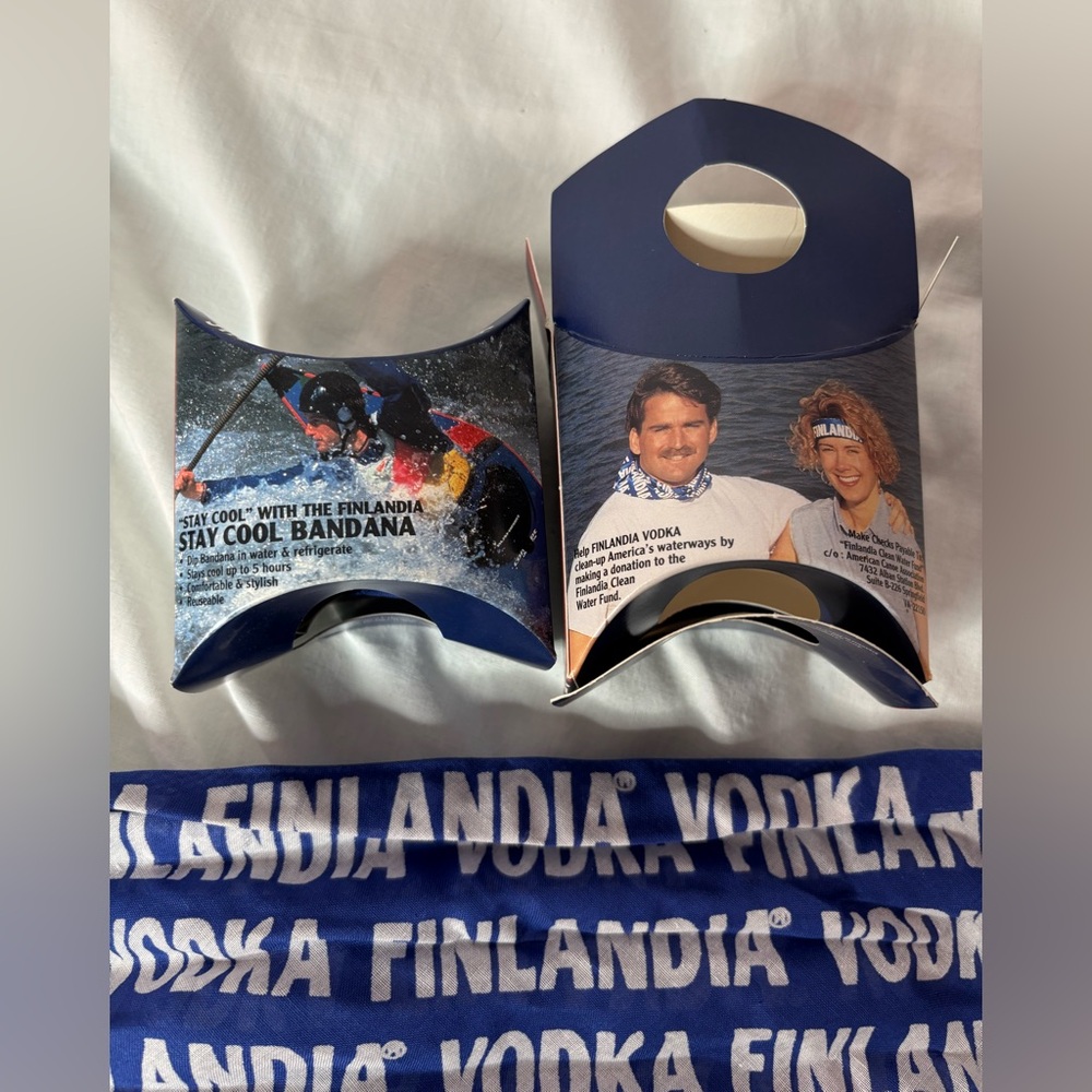 vintage 1994 Finlandia cooling bandanna promotional items (set of 2) NWT NIB